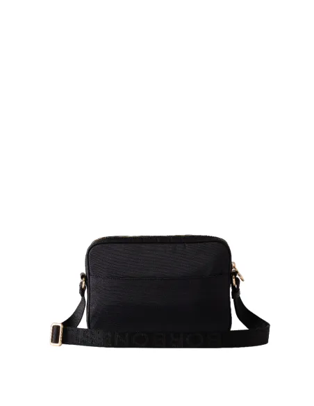 Borbonese Portrait women's shoulder bag with front pocket, black