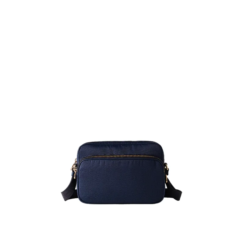 Borsa donna a tracolla con tasca frontale Borbonese, blu