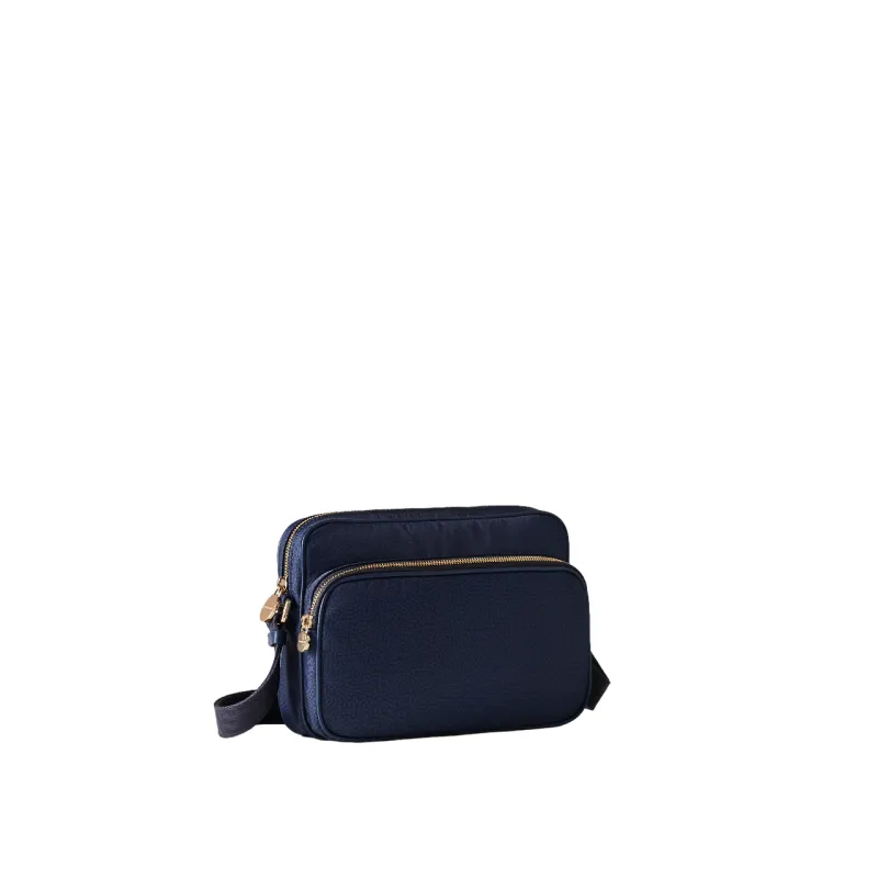 Borbonese Portrait Damen-Umhängetasche mit Fronttasche, blau 2