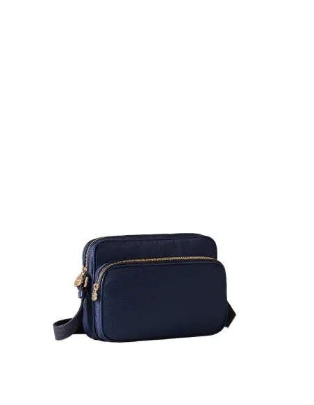 Borsa donna a tracolla con tasca frontale Borbonese, blu