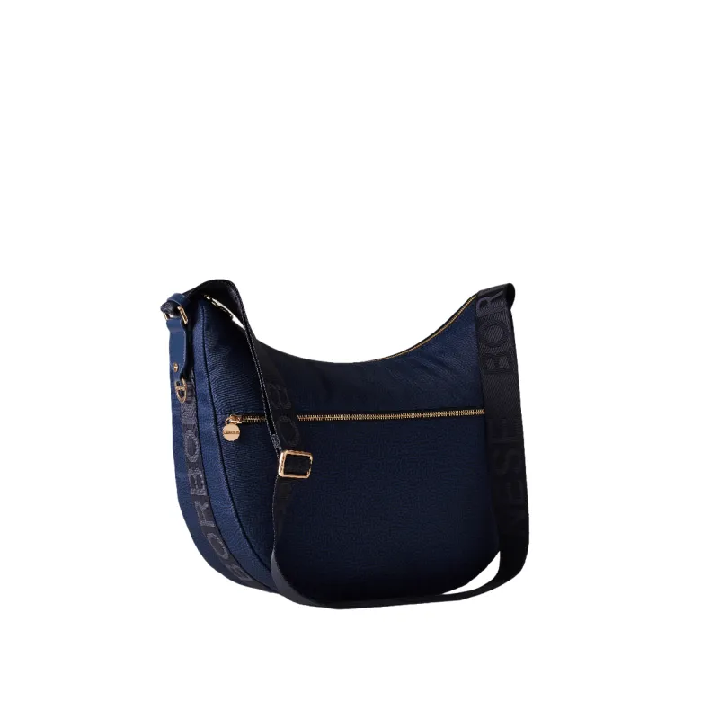 Borbonese Large women s shoulder bag in recycled fabric and leather