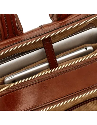 Computer-Rucksack aus Leder mit zwei...