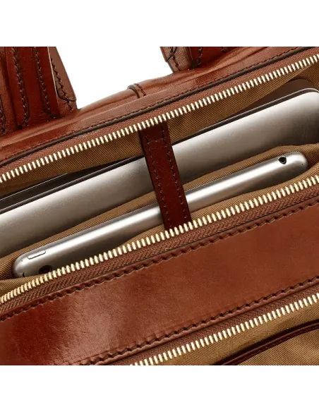 The Bridge Vespucci eather computer backpack with two compartments, brown