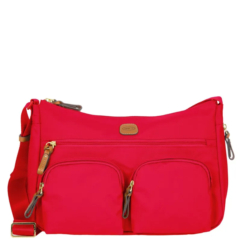 Brics Medium shoulder bag with three zipped pockets, red
