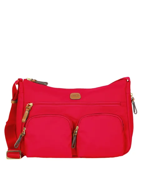 Brics Medium shoulder bag with three zipped pockets, red