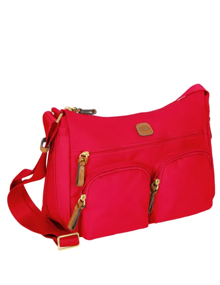 Brics Medium shoulder bag with three zipped pockets, red