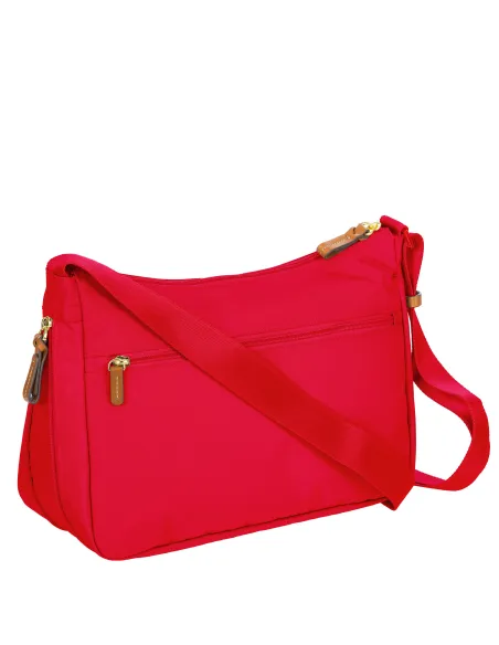 Brics Medium shoulder bag with three zipped pockets, red