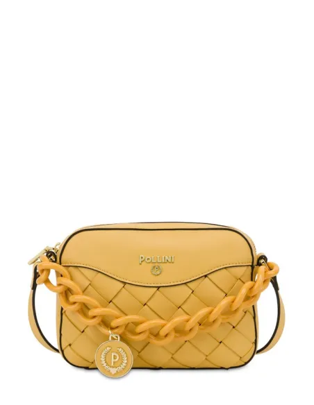Pollini women's cross-body bag with chain handle, yellow