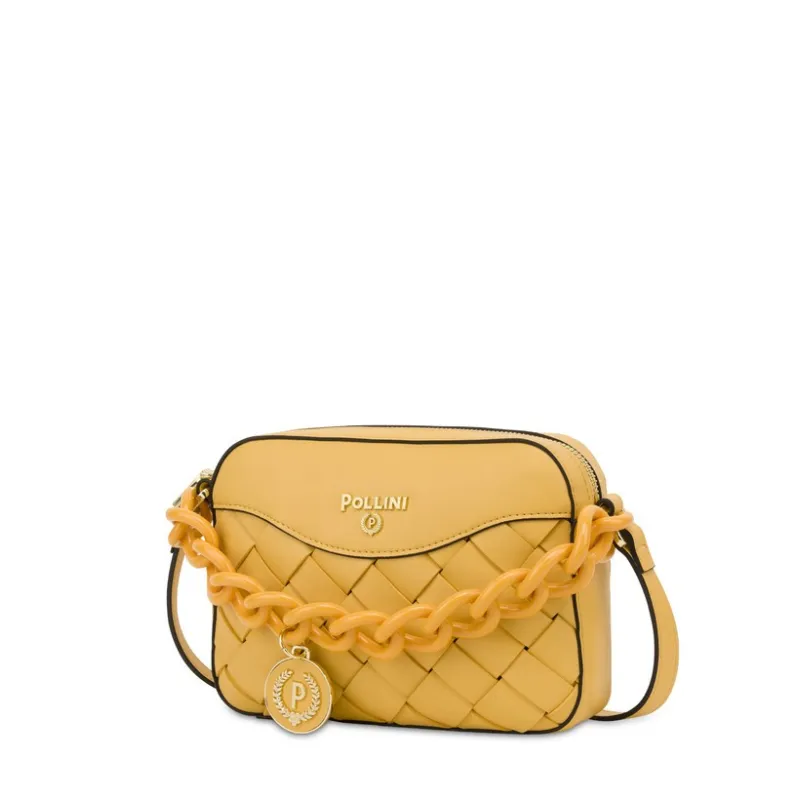 Pollini women's cross-body bag with chain handle, yellow 2