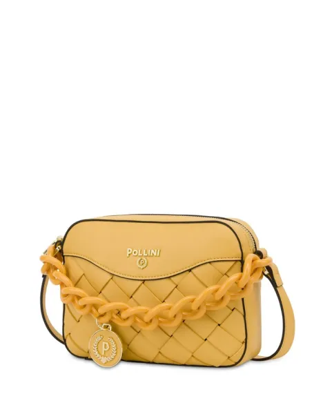 Pollini women's cross-body bag with chain handle, yellow