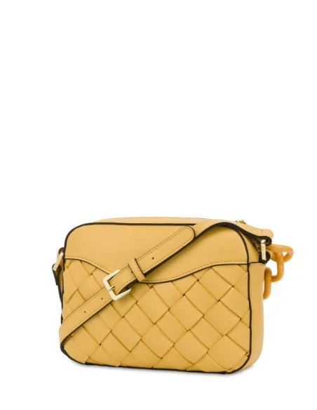 Pollini women's cross-body bag with chain handle, yellow