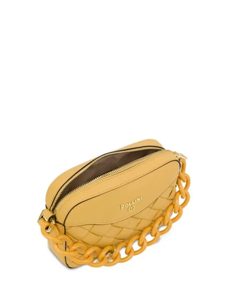 Pollini women's cross-body bag with chain handle, yellow