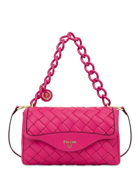 Pollini women's bag with chain strap, fuchsia