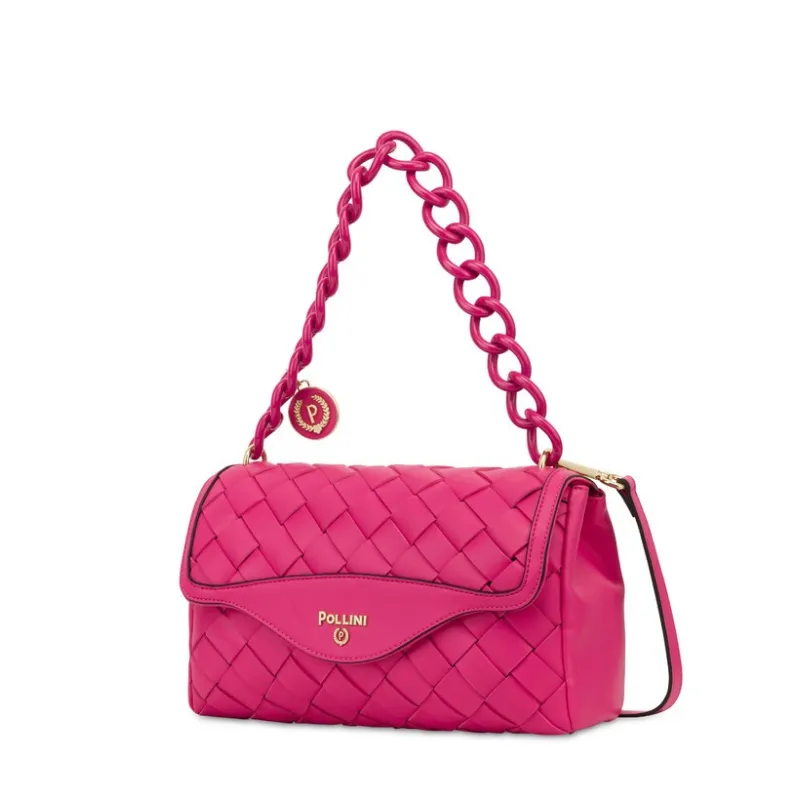 Pollini women's bag with chain strap, fuchsia 2