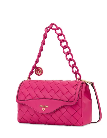 Pollini women's bag with chain strap, fuchsia