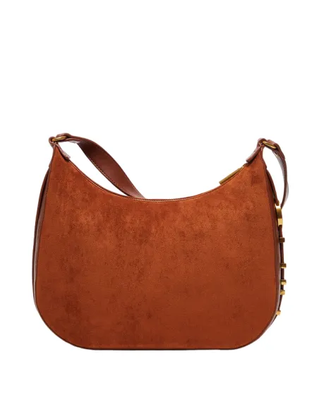 Borsa a spalla Liu Jo con logo in metallo laterale, marrone