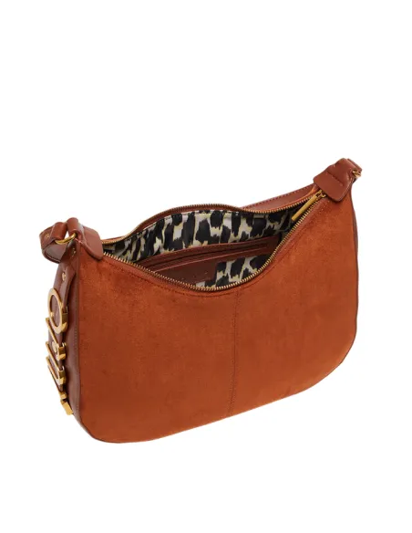 Borsa a spalla Liu Jo con logo in metallo laterale, marrone