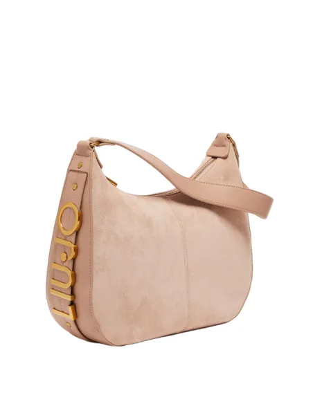 Borsa a spalla Liu Jo con logo in metallo laterale sabbia