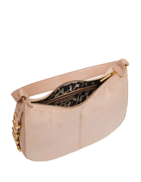 Liu Jo Schultertasche mit Metalllogo auf der Seite, sand