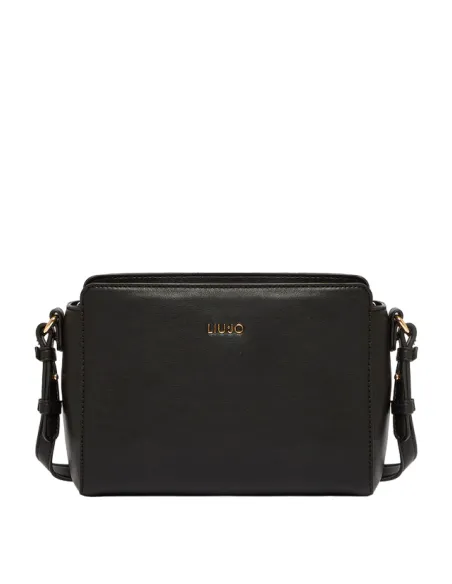 Liu Jo Damen-Umhängetasche mit Metall-Logo, schwarz