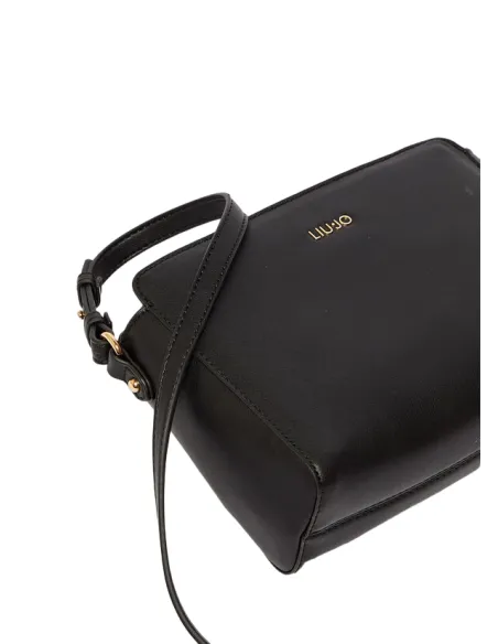 Liu Jo Damen-Umhängetasche mit Metall-Logo, schwarz