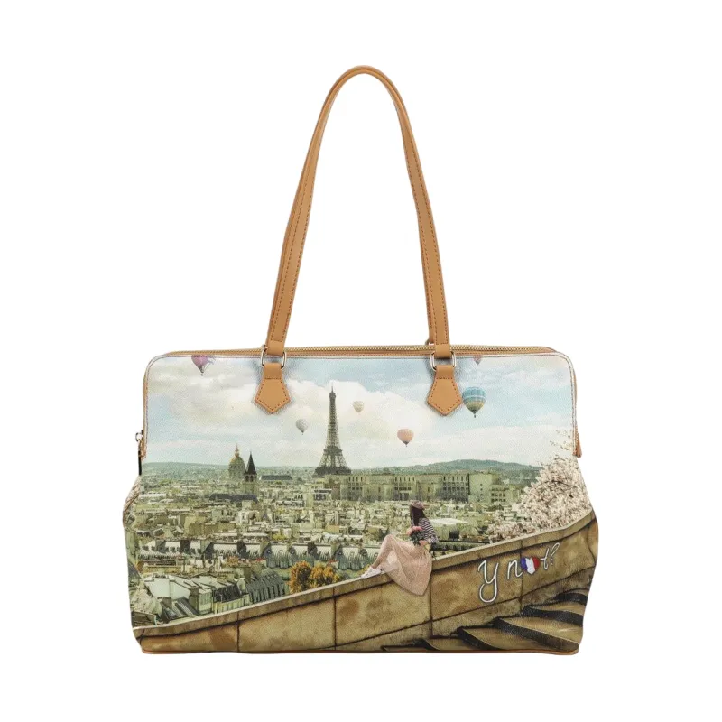 Ynot Large shopping bag with three zipped compartments,...