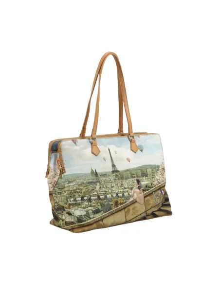 Ynot Large shopping bag with three zipped compartments, Mongolfiere