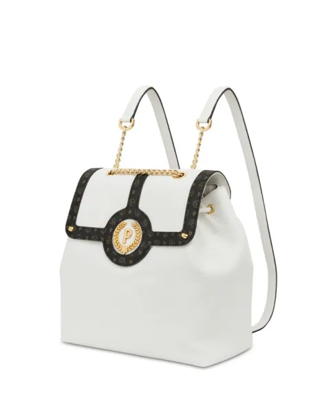 Zaino Pollini oro chiaro con inserto heritage bianco