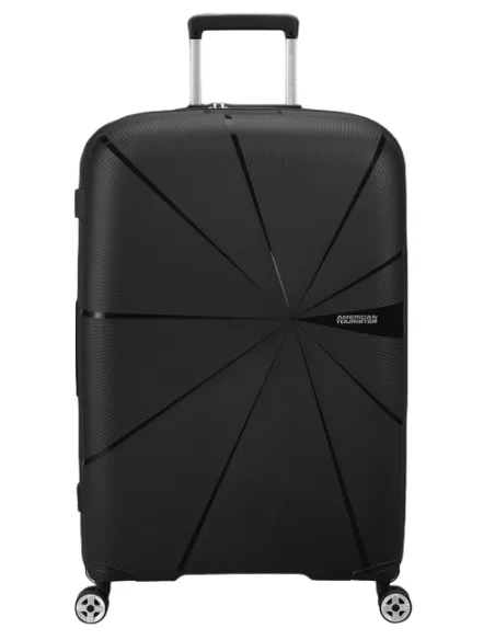 Großer erweiterbarer Trolley mit vier Rädern, schwarz