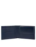 Piquadro Blue Square Revamp Men's wallet with coin pocket, blue