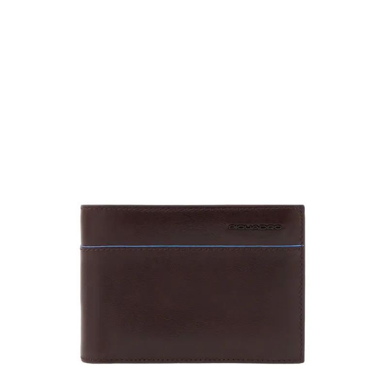 Piquadro Blue Square Revamp Men's wallet with coin pocket, dark brown