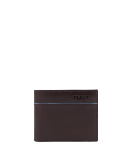Piquadro Blue Square Revamp Men's wallet with removable document facility, dark brown