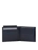Portafogli con porta monete e porta documenti rimovibile Piquadro Blue Square Revamp blu