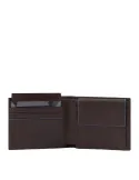 Piquadro B2 Revamp Men's wallet with coin pocket and flip out ID holder, dark brown