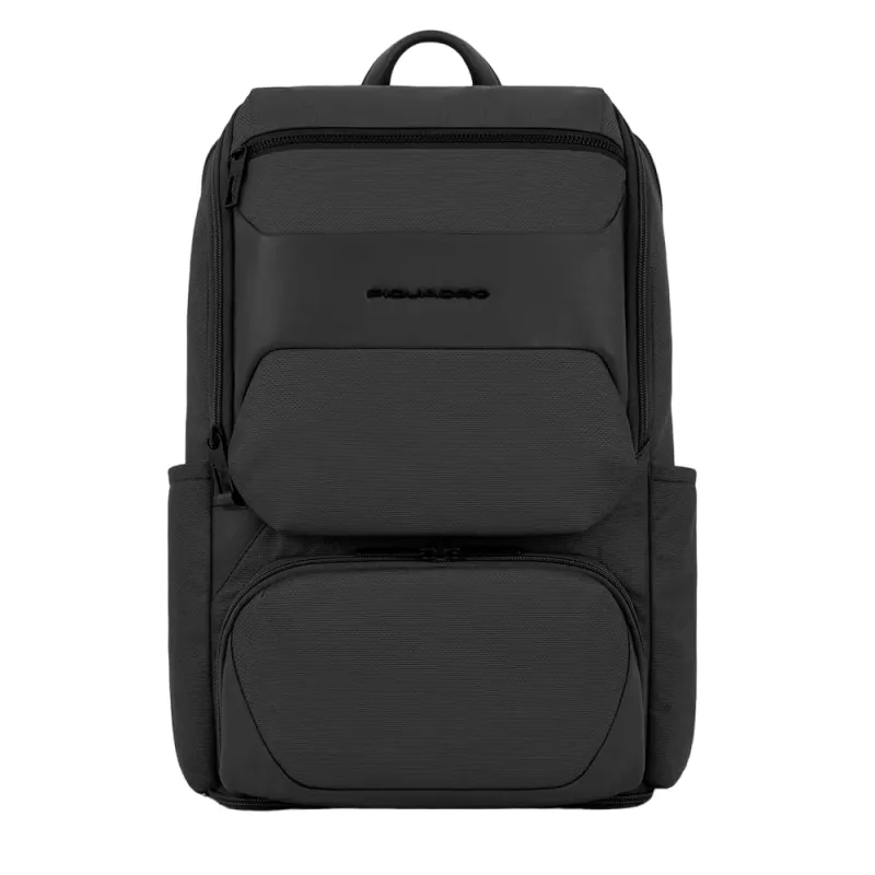 Zaino in tessuto e pelle Piquadro Gio porta pc da 15,6 nero