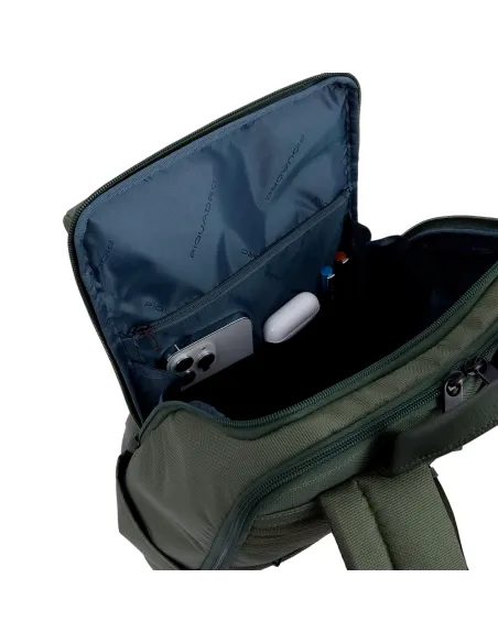 Zaino in tessuto e pelle Piquadro Gio porta pc da 15,6 nero