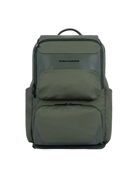 Piquadro Gio laptop and iPad®Pro12,9 backpack in recycled fabric, green