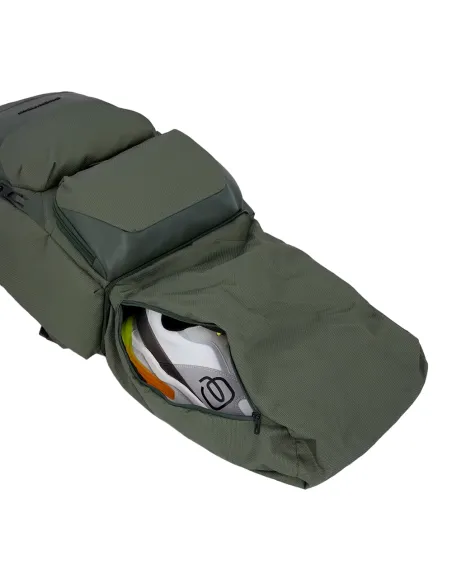 Zaino in tessuto e pelle Piquadro Gio porta pc da 15,6 verde