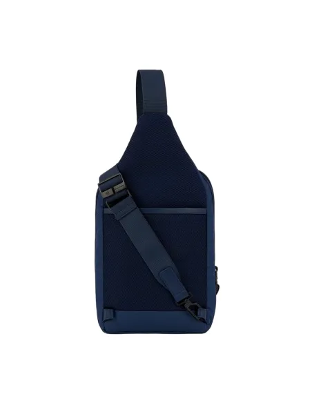 Piquadro Gio Mono sling bag in recycled fabric with iPad® compartment, blue