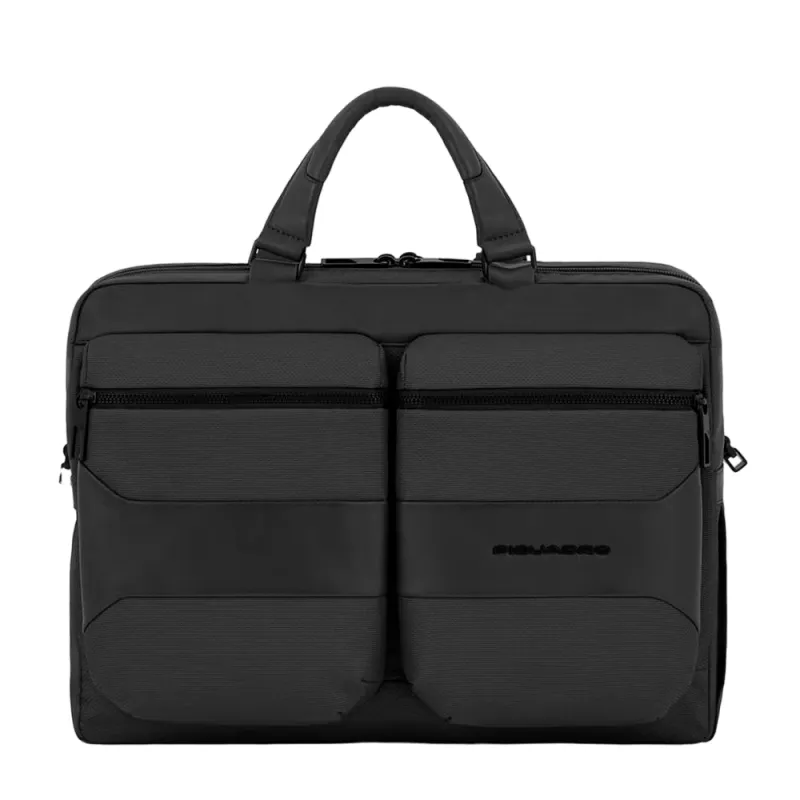 Piquadro Gio Laptoptasche auch als Rucksack tragbar, schwarz