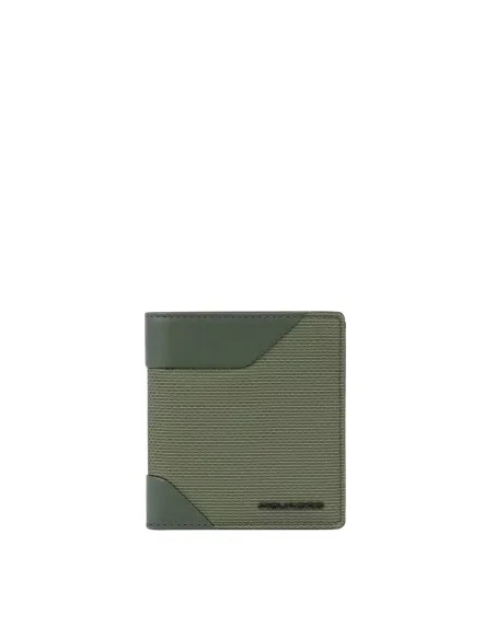 Piquadro Gio Credit card holder in recycled fabric and leather, green