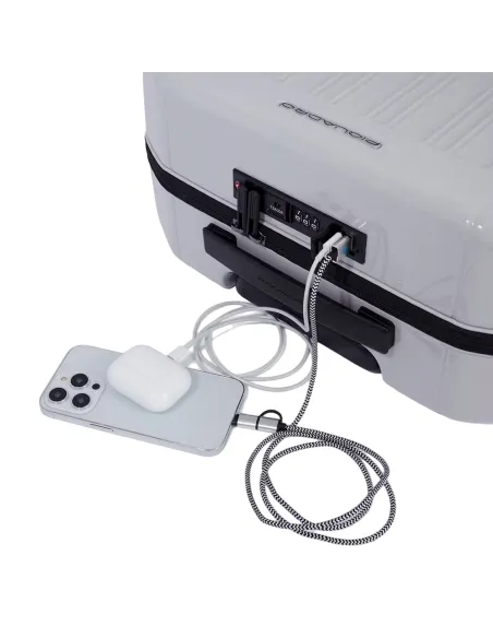 Piquadro PQ-Light Ultra slim 4-Rollen Trolley Koffer in Handgepäckgröße, grau