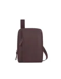 Piquadro Pan Leather crossbody bag, dark brown