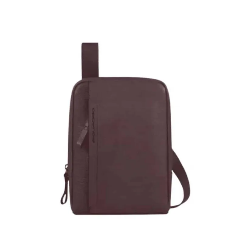 Piquadro Pan Leather crossbody bag, dark brown