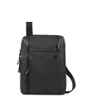 Piquadro Pan Men's leather crossbody bag with iPad compartment, black