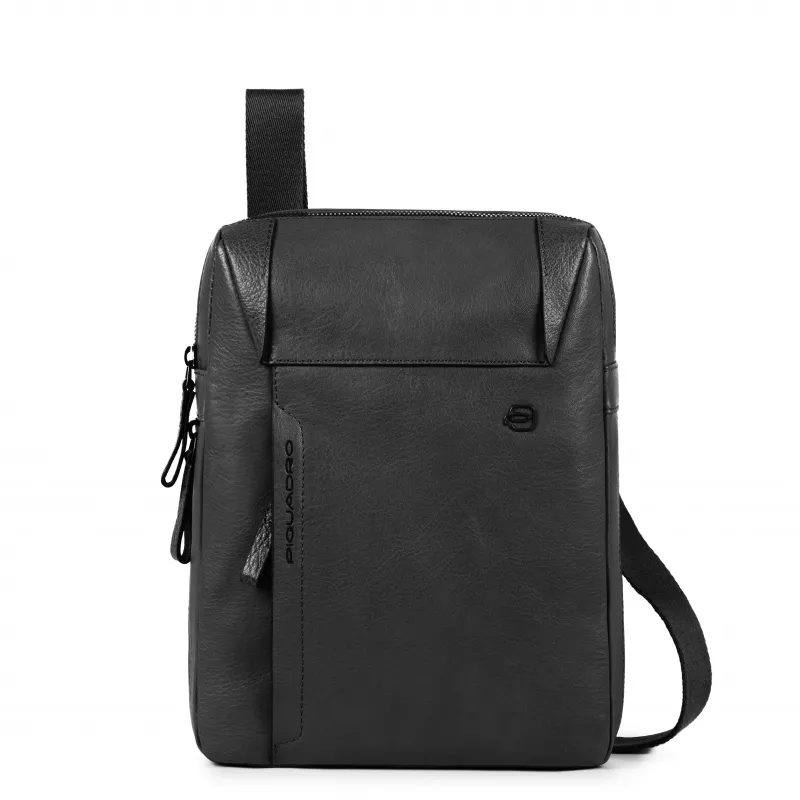 Piquadro Pan Men's leather crossbody bag with iPad...