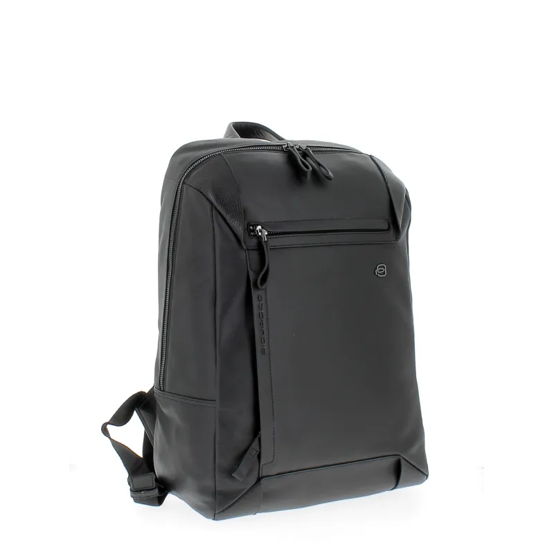 Zaino in pelle Porta PC ad un comparto Piquadro, nero 2