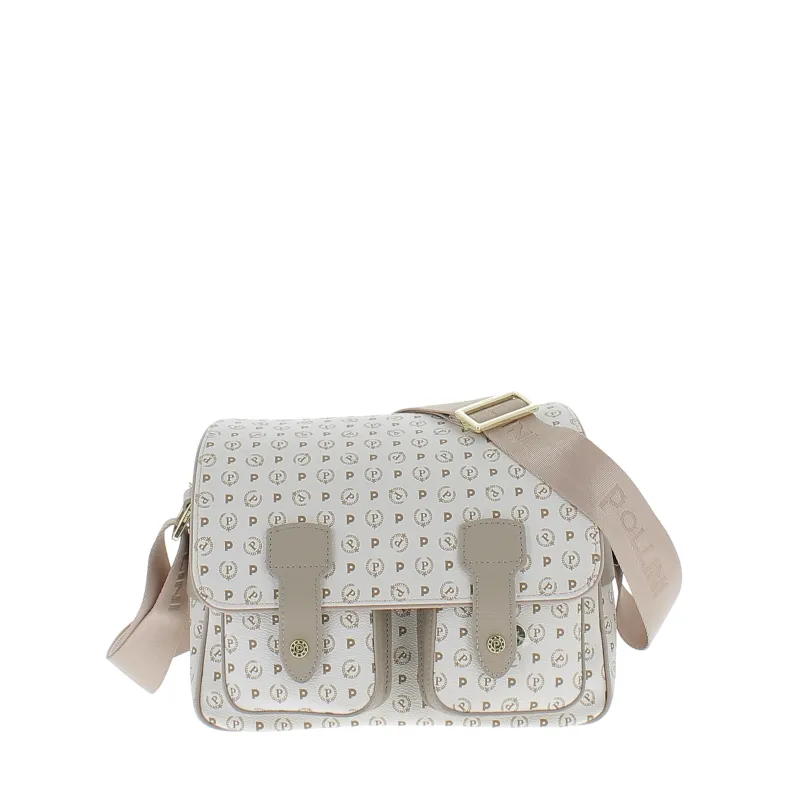 Pollini Heritage Mittlere Reporter-Tasche, Elfenbein-Eis