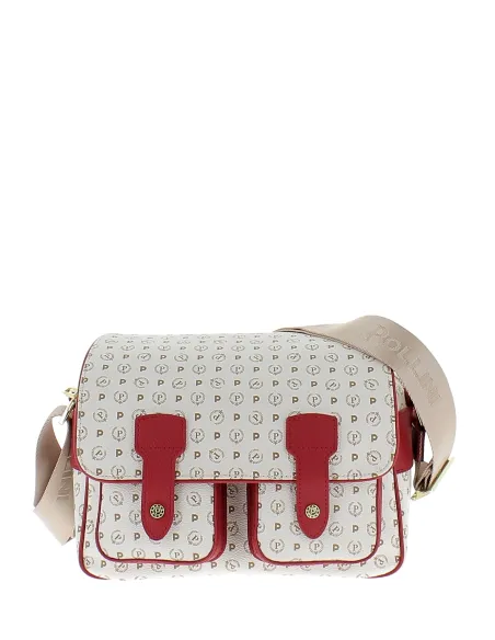 Borsa donna a tracolla con pattina Pollini heritage avorio-lacca