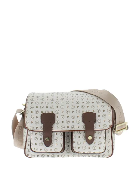 Pollini Heritage Mittlere Reporter-Tasche, elfenbein-braun